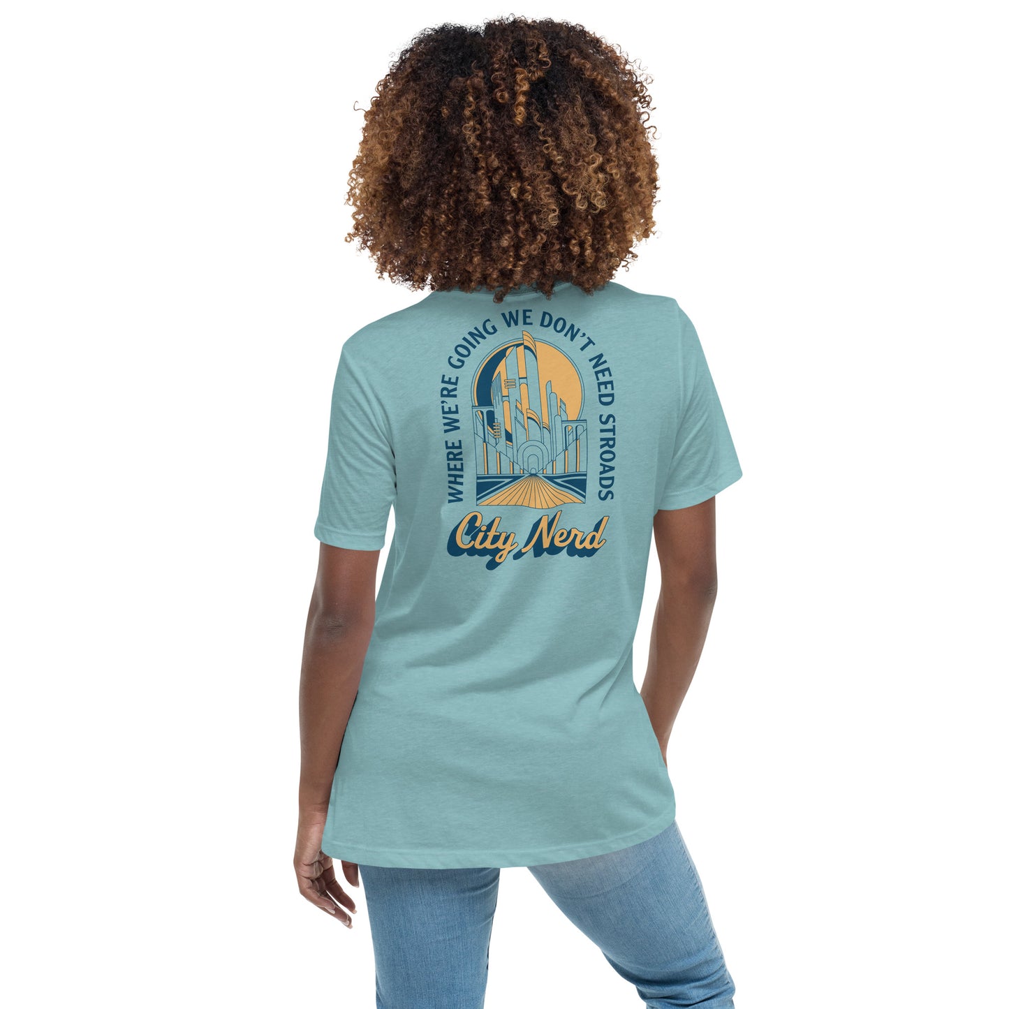 StroadTopia Women's Relaxed T-Shirt - Heather Blue Lagoon