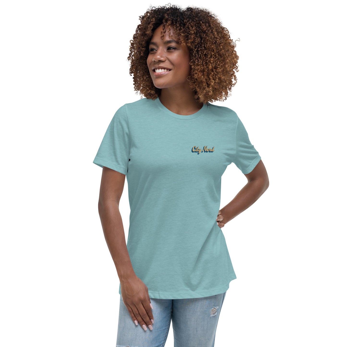 StroadTopia Women's Relaxed T-Shirt - Heather Blue Lagoon